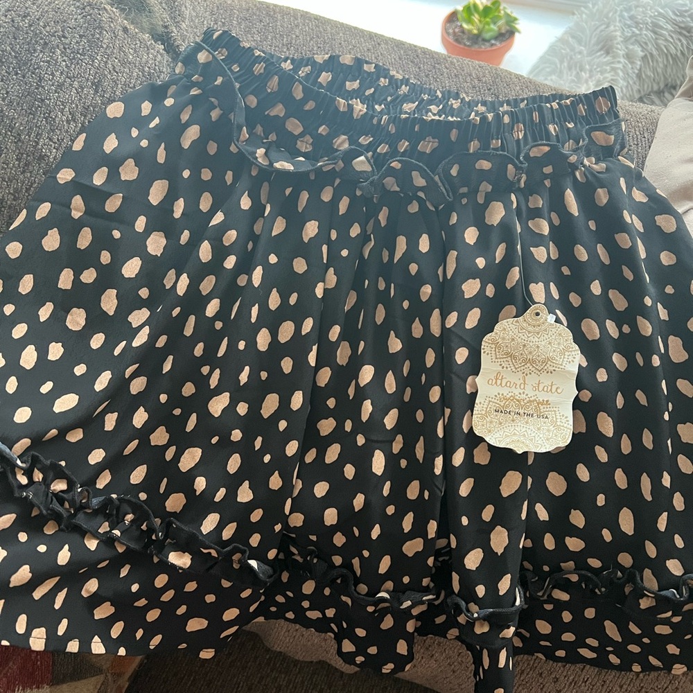 Altar'd State Black and Tan Polka Dot Skirt